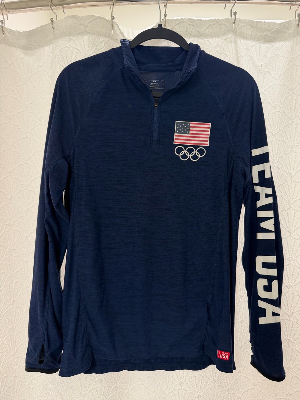 Team USA Men's Navy Long-Sleeve Swim Top with Half-Zip